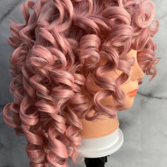 Pink Wig Curly Hair Wig - Picture 6 of 7
